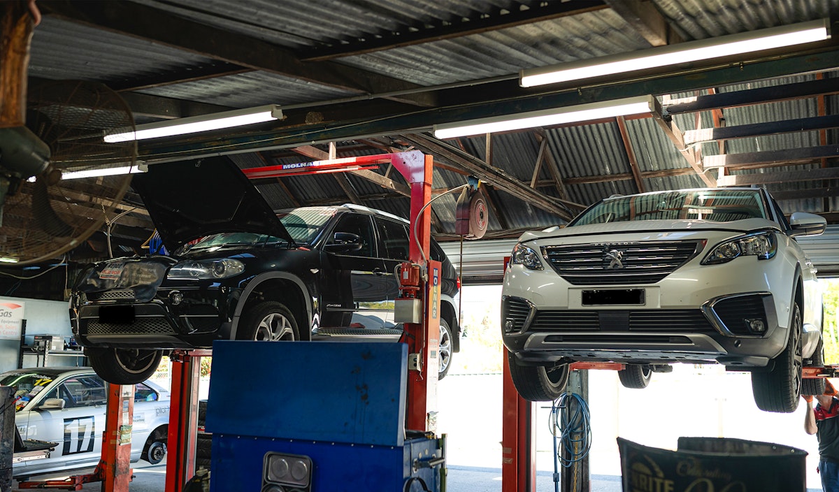 Riverview Car Service Workshop Cars on Hoist